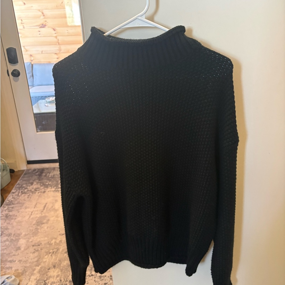 Black Knit Turtleneck Sweater